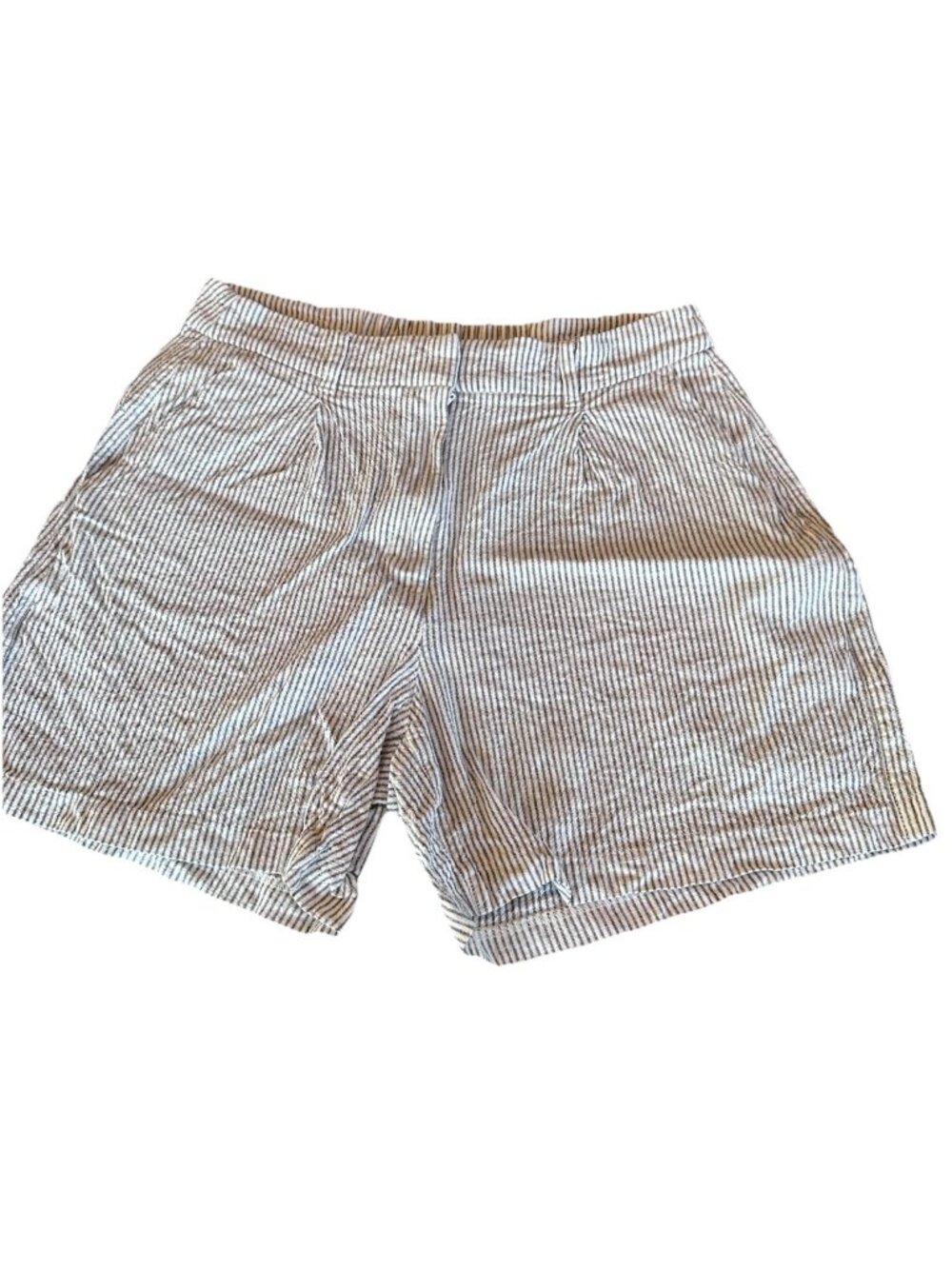 Old Navy Women’s Grey White Stripe Linen-Blend Shorts Size Large
